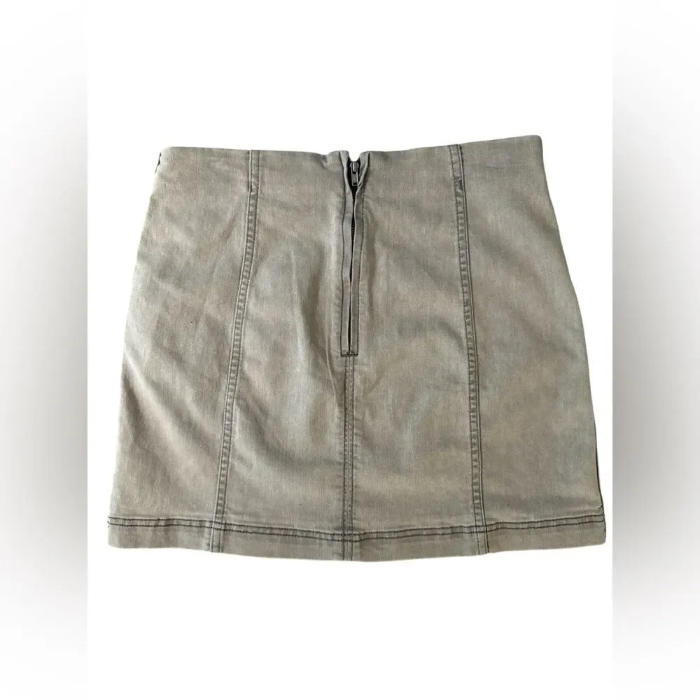 Free People Modern Femme Women's Acid Wash Denim Mini Skirt Gray Size 8 Stretch
